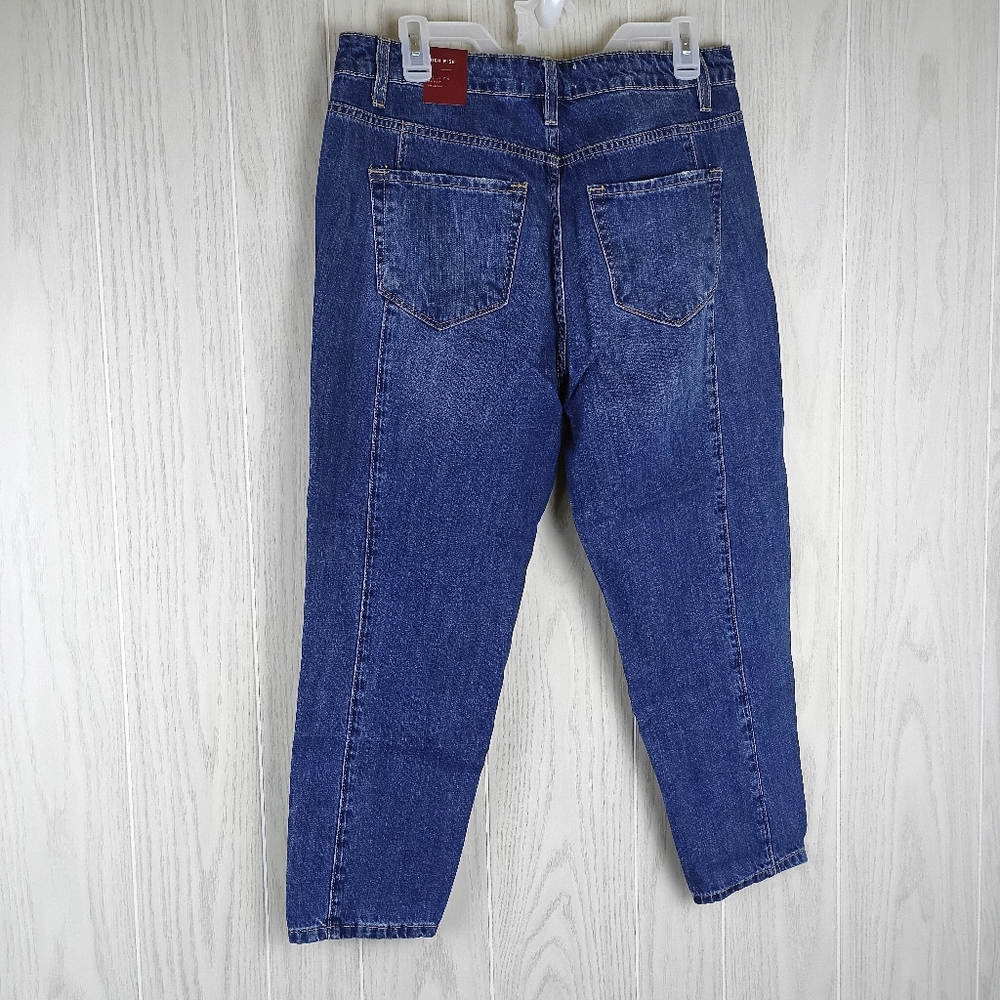Nature High Rise size 9/28 medium blue jeans distress Capri denim 100% cotton - Picture 5 of 13